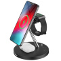 3в1 магнитна стойка за зареждане с нощна светлина за iPhone / Apple Watch / Airpods - черен