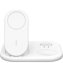 BELKIN Boost Charge 3 в 1 сгъваема магнитна безжична стойка за iPhone / Apple Watch / AirPods - 15W - бяла