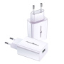 USAMS T48 комплект адаптер с USB-A порт и USB-A към USB-C кабел - 18W - 1 m - бял