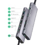 YME68 9v1 хъб - слот за SD / TF карта / HDMI / 3,5 mm жак / 2x USB-C / 3x USB-A към USB-C за MacBook - сив