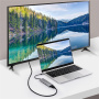 YME68 9v1 хъб - слот за SD / TF карта / HDMI / 3,5 mm жак / 2x USB-C / 3x USB-A към USB-C за MacBook - сив