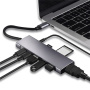 YME68 9v1 хъб - слот за SD / TF карта / HDMI / 3,5 mm жак / 2x USB-C / 3x USB-A към USB-C за MacBook - сив