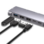 YME68 9v1 хъб - слот за SD / TF карта / HDMI / 3,5 mm жак / 2x USB-C / 3x USB-A към USB-C за MacBook - сив
