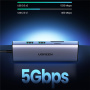 UGREEN CM490 9в1 хъб - слот за SD / TF карта / RJ45 / 2x HDMI / USB-C / 3x USB-A към USB-C - тъмно сив