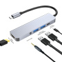 ENKAY 5в1 хъб - HDMI / 3,5 mm жак / USB-C / 2x USB-A към USB-C - сив
