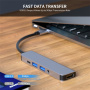 ENKAY 5в1 хъб - HDMI / 3,5 mm жак / USB-C / 2x USB-A към USB-C - сив
