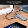 ENKAY 5в1 хъб - HDMI / 3,5 mm жак / USB-C / 2x USB-A към USB-C - сив