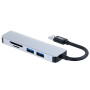 ENKAY 5-в-1 хъб - слот за SD / TF карта / 3x USB-A към USB-A за MacBook - сив