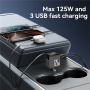 Комплект за кола Yesido Y71 със USB-C / USB-A портове и прибиращ се кабел Lightning и USB-C - 125W - 0,7 m - черен