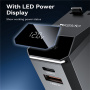 Комплект за кола Yesido Y71 със USB-C / USB-A портове и прибиращ се кабел Lightning и USB-C - 125W - 0,7 m - черен