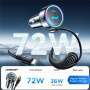 JOYROOM CL07 комплект за зарядно за кола с USB-C / USB-A портове и USB-C кабел - 72W - 1,6 m - черен
