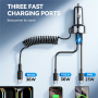 JOYROOM CL07 комплект за зарядно за кола с USB-C / USB-A портове и USB-C кабел - 72W - 1,6 m - черен