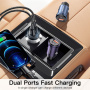 Автомобилно зарядно устройство ESSAGER ES-CC07 с портове USB-C / USB-A - 30W - черно