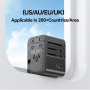USAMS CC309 универсален адаптер за пътуване с 2x USB-C / USB-A порта и прибиращи се щепсели - 25W - черен