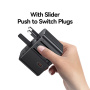 USAMS CC310 универсален адаптер за пътуване с 3x USB-C / 2x USB-A порта и прибиращи се щепсели - 70W - черен