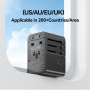 USAMS CC310 универсален адаптер за пътуване с 3x USB-C / 2x USB-A порта и прибиращи се щепсели - 70W - черен