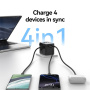 USAMS CC308 универсален адаптер за пътуване с 2x USB-C / USB-A порта и прибиращи се щепсели - 17W - черен