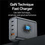 Yesido YC143 GaN бързозареждащ адаптер с 3x USB-C / USB-A порта - 140W - тъмно сив