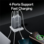 Yesido YC143 GaN бързозареждащ адаптер с 3x USB-C / USB-A порта - 140W - тъмно сив