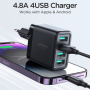 JOYROOM JR-TCN03 Зарядно устройство с 4x USB-A порта - 24W - черно