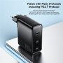 ESSAGER PST-140C2A GaN адаптер за бързо зареждане с 2x USB-C / USB-A порта - 140W - черен