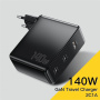 ESSAGER PST-140C2A GaN адаптер за бързо зареждане с 2x USB-C / USB-A порта - 140W - черен