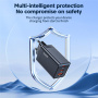 Toocki GaN бързо зареждащ адаптер с портове 2x USB-C / USB-A - 67W - черен