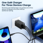 Toocki GaN бързо зареждащ адаптер с портове 2x USB-C / USB-A - 67W - черен