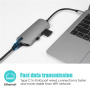 FX-1916 8-в-1 хъб - слот за SD / TF карта / RJ45 / HDMI / USB-C / 3x USB-A към USB-C - сив