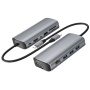 11-в-1 хъб - слот за SD/TF карта / RJ45 / HDMI / VGA / 3,5 mm жак / USB-C / 4x USB-A към USB-C за MacBook - сив