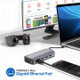 11-в-1 хъб - слот за SD/TF карта / RJ45 / HDMI / VGA / 3,5 mm жак / USB-C / 4x USB-A към USB-C за MacBook - сив