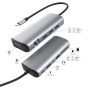 11-в-1 хъб - слот за SD/TF карта / RJ45 / HDMI / VGA / 3,5 mm жак / USB-C / 4x USB-A към USB-C за MacBook - сив
