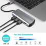 11-в-1 хъб - слот за SD/TF карта / RJ45 / HDMI / VGA / 3,5 mm жак / USB-C / 4x USB-A към USB-C за MacBook - сив
