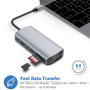 11-в-1 хъб - слот за SD/TF карта / RJ45 / HDMI / VGA / 3,5 mm жак / USB-C / 4x USB-A към USB-C за MacBook - сив