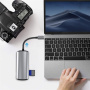 11-в-1 хъб - слот за SD/TF карта / RJ45 / HDMI / VGA / 3,5 mm жак / USB-C / 4x USB-A към USB-C за MacBook - сив