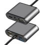 FX-1815B 8-в-1 хъб - слот за TF карта / HDMI / VGA / 3,5 mm жак / USB-C / 3x USB-A към USB-C за MacBook - сив