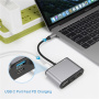 FX-1815B 8-в-1 хъб - слот за TF карта / HDMI / VGA / 3,5 mm жак / USB-C / 3x USB-A към USB-C за MacBook - сив