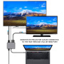 FX-1815B 8-в-1 хъб - слот за TF карта / HDMI / VGA / 3,5 mm жак / USB-C / 3x USB-A към USB-C за MacBook - сив
