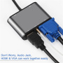 FX-1815B 8-в-1 хъб - слот за TF карта / HDMI / VGA / 3,5 mm жак / USB-C / 3x USB-A към USB-C за MacBook - сив
