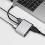 FX-1815B 8-в-1 хъб - слот за TF карта / HDMI / VGA / 3,5 mm жак / USB-C / 3x USB-A към USB-C за MacBook - сив