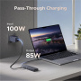 UGREEN CM828 6-в-1 хъб - HDMI / 3x USB-C / 2x USB-A към USB-C - тъмно сив