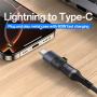 Yesido GS28 мини адаптер за зареждане и данни - Lightning към USB-C - черен