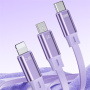 WEKOME Star Series 3в1 изтеглящ се кабел за зареждане и данни - USB-A към USB-C / Lightning / micro USB - 1,2 м - лилав