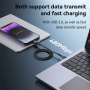 Yesido CA165L 2в1 плетен кабел за зареждане и данни - USB-C / USB-A към Lightning - 1,2 м - черен