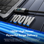 ESSAGER Dazzling плетен кабел за зареждане и данни - USB-C към USB-C - 1 m - черен