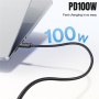 ESSAGER 2в1 универсален плетен кабел за зареждане и данни - USB-C към USB-C / Lightning - 1,2 м - черен