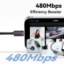 ESSAGER 2в1 универсален плетен кабел за зареждане и данни - USB-C към USB-C / Lightning - 1,2 м - черен