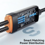 ESSAGER 2в1 универсален плетен кабел за зареждане и данни - USB-C към USB-C / Lightning - 1,2 м - черен