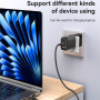 Yesido CA190 плетен кабел за зареждане и данни - USB-C към USB-C - 1,2 м - черен
