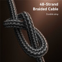 Yesido CA190 плетен кабел за зареждане и данни - USB-C към USB-C - 1,2 м - черен